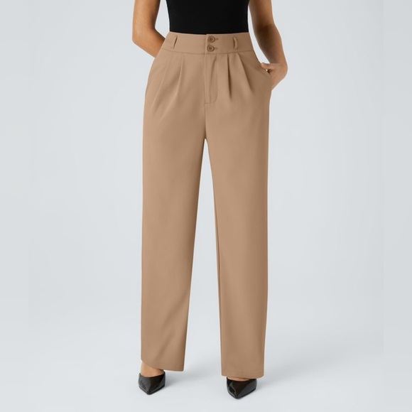 HALARA Pants - Halara NWOT Flex™ High Waisted Zipper Pocket Shirred Straight Leg Work Pant - M